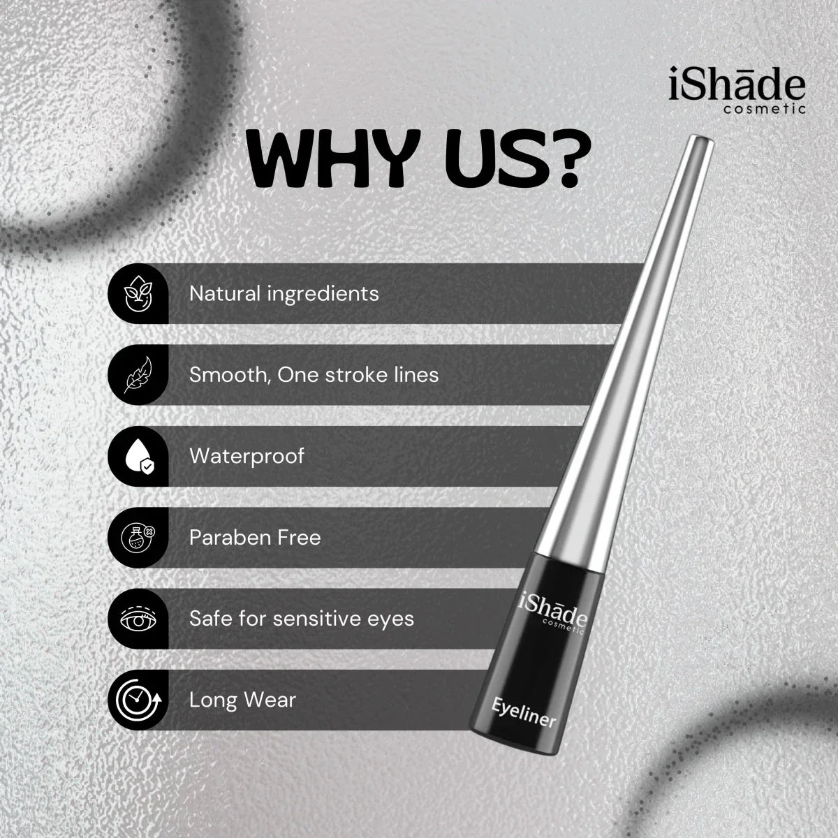 PerfectLine Waterproof Liquid Eyeliner - Jet Black, Smudge - Proof, Long - Wear 4 ml for Stunning Looks - Ishade cosmetic