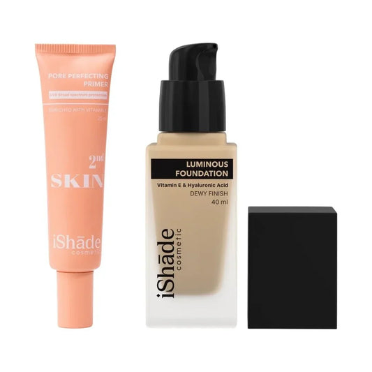 2nd Skin Base Duo – Face Primer with SPF + Luminous Foundation with UV Protection - Ishade cosmetic