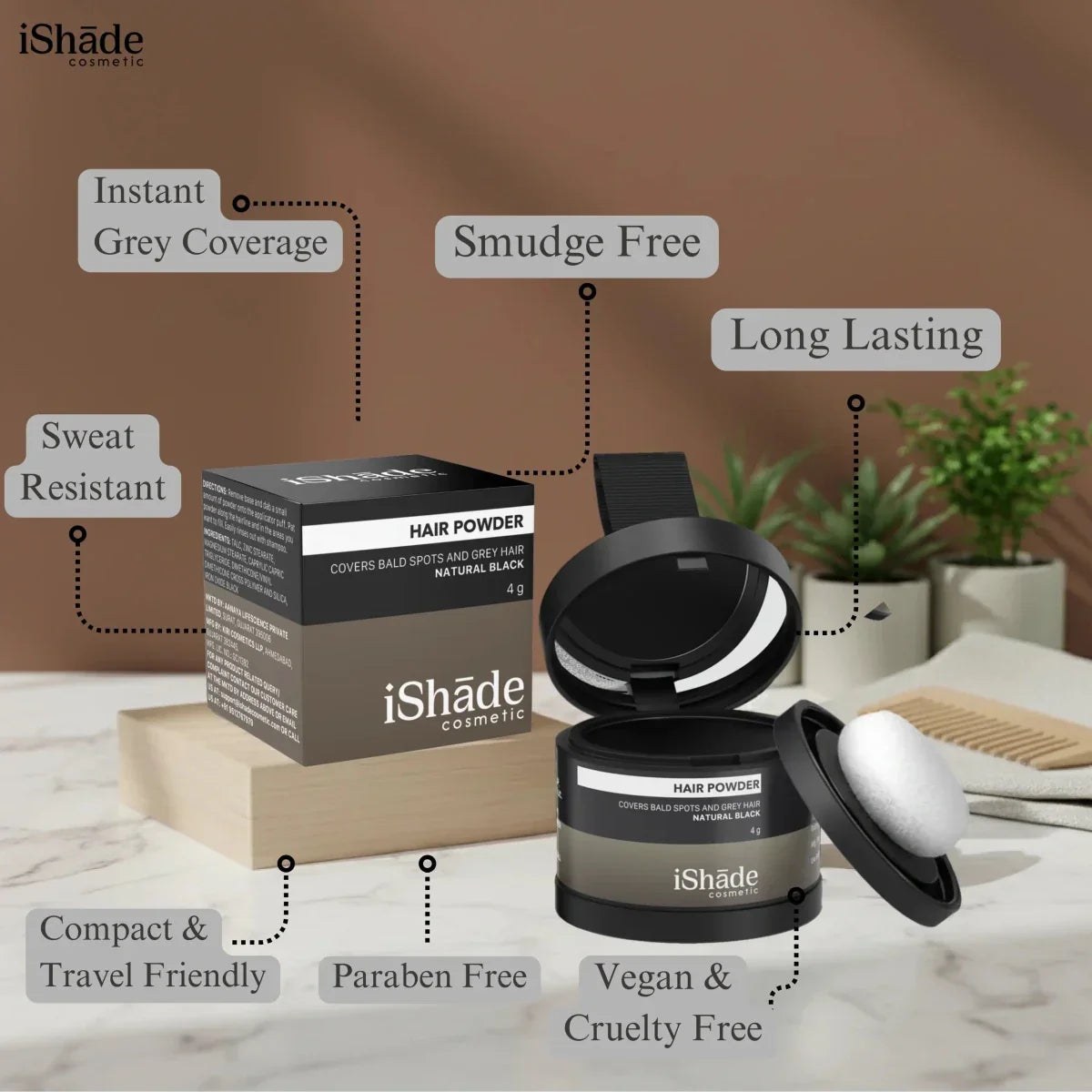 iShade Hair Press Powder for instant root lift and thinning hair coverage