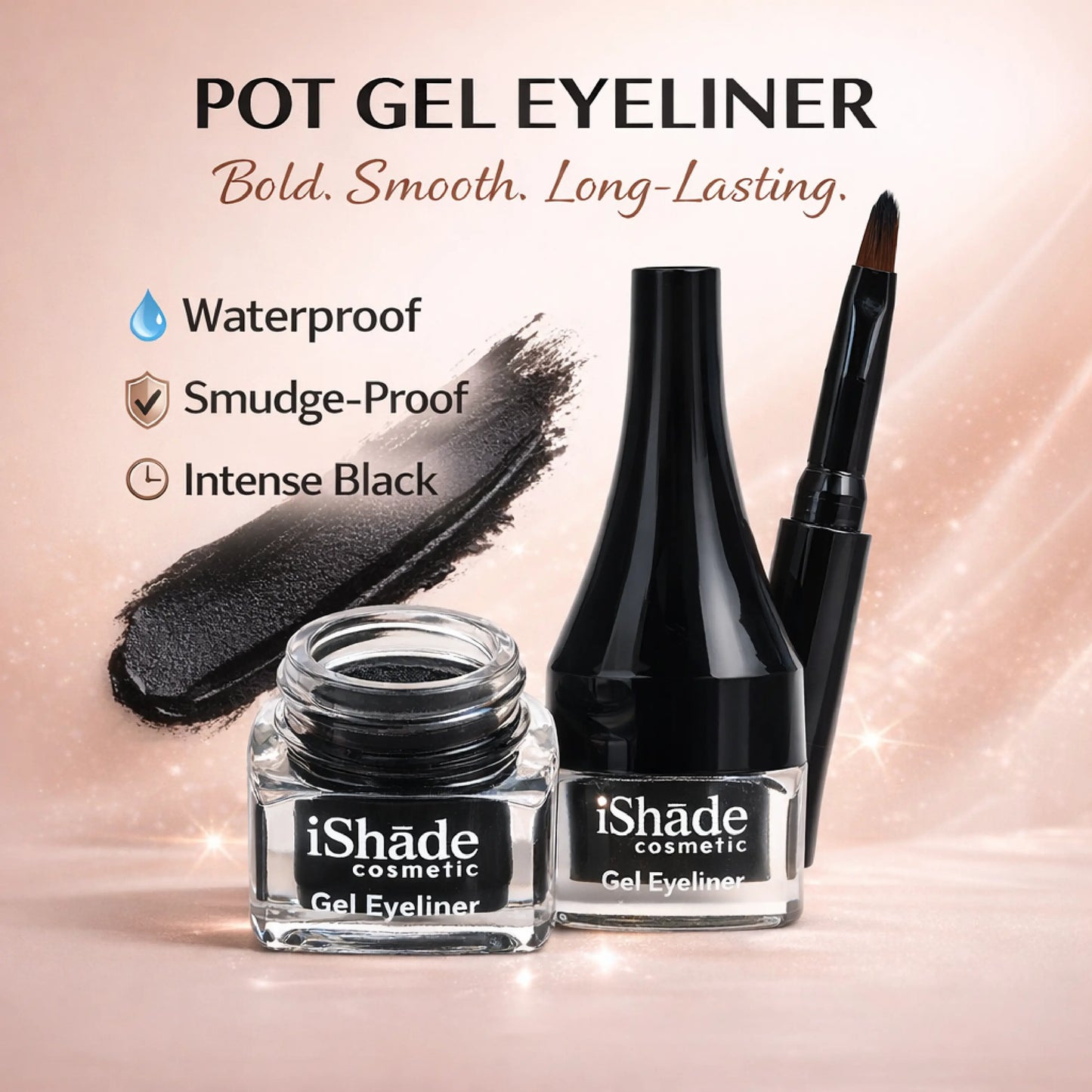 iShade Gel Eyeliner | Smudge-Proof Black, Long-Lasting Precision for Bold Eyes