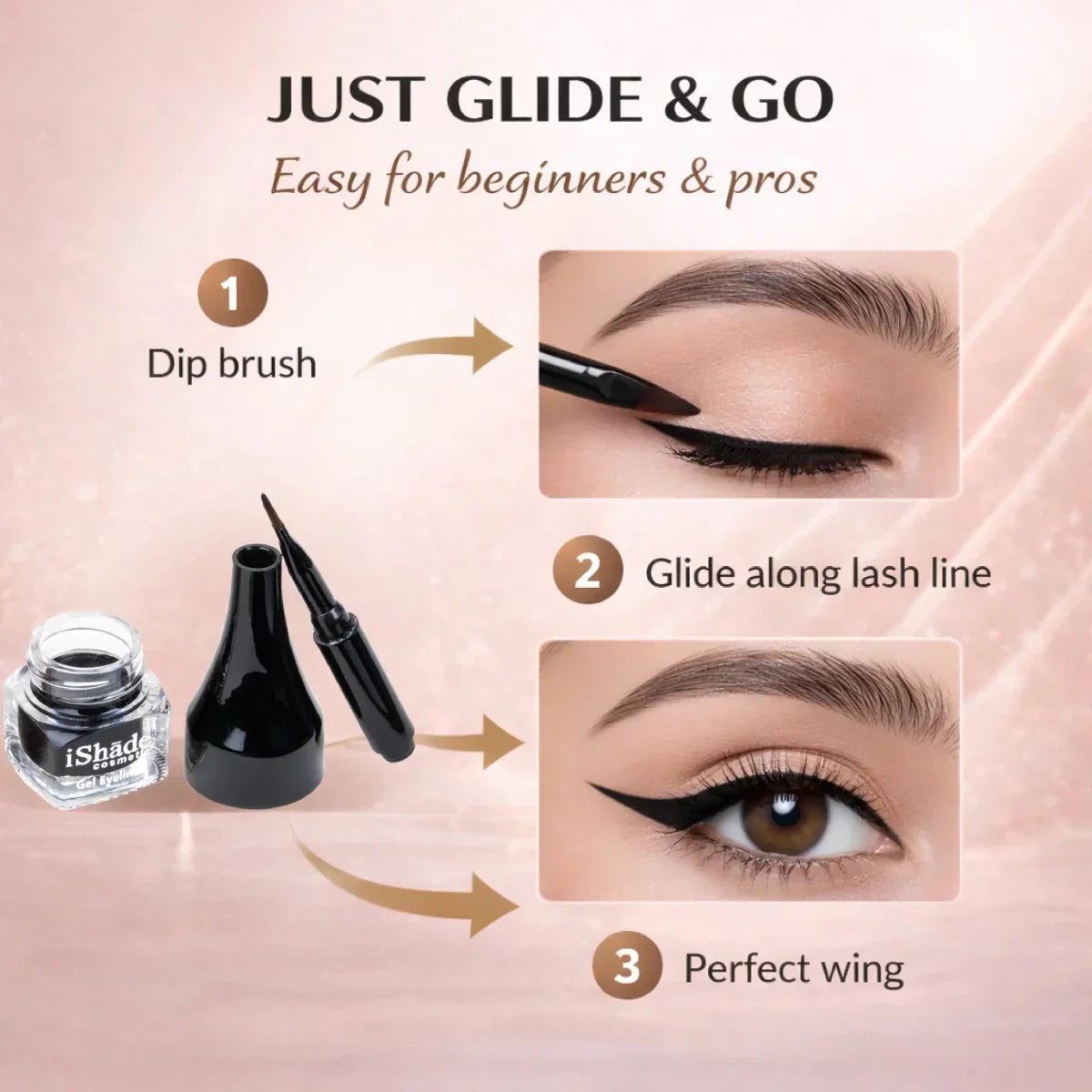 iShade Gel Eyeliner | Smudge - Proof Black, Long - Lasting Precision for Bold Eyes - Ishade cosmetic