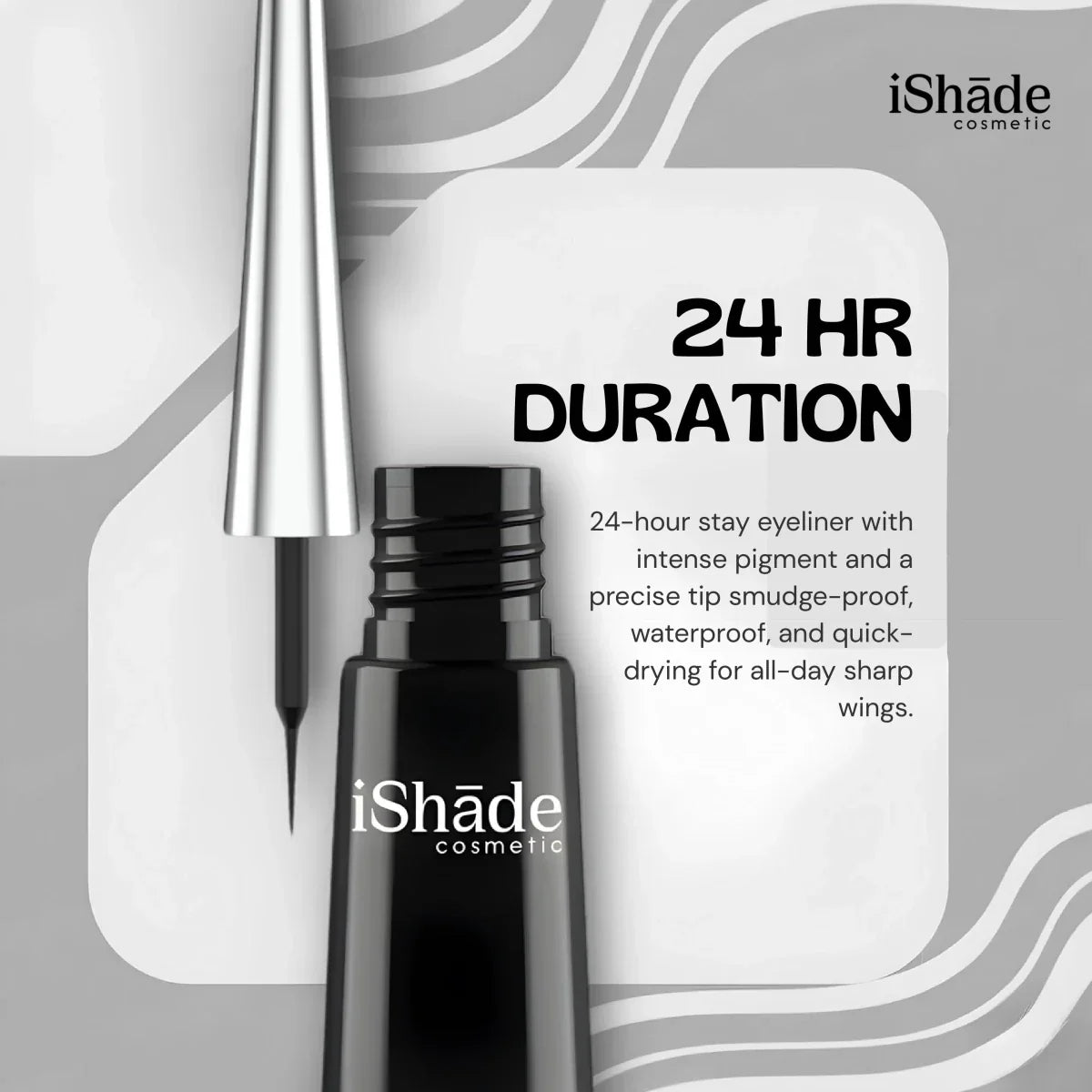 PerfectLine Waterproof Liquid Eyeliner - Jet Black, Smudge - Proof, Long - Wear 4 ml for Stunning Looks - Ishade cosmetic